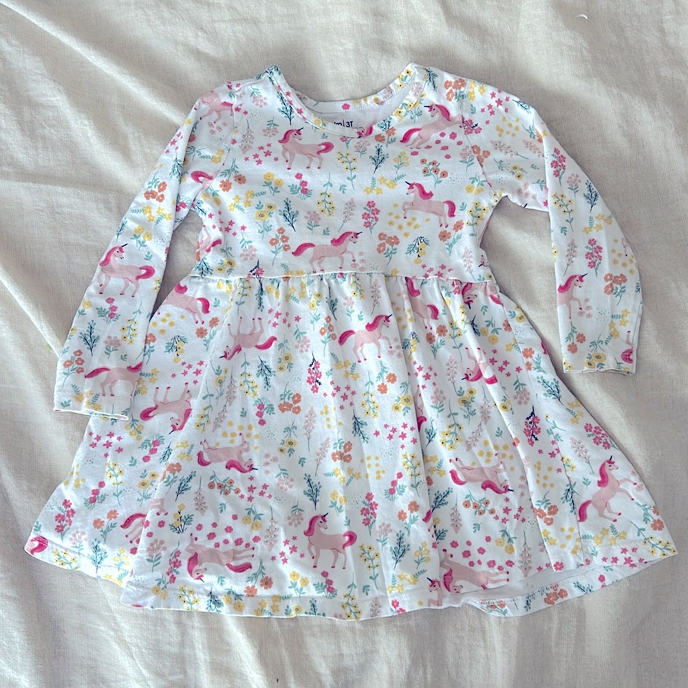 Unicorn print long sleeved dress